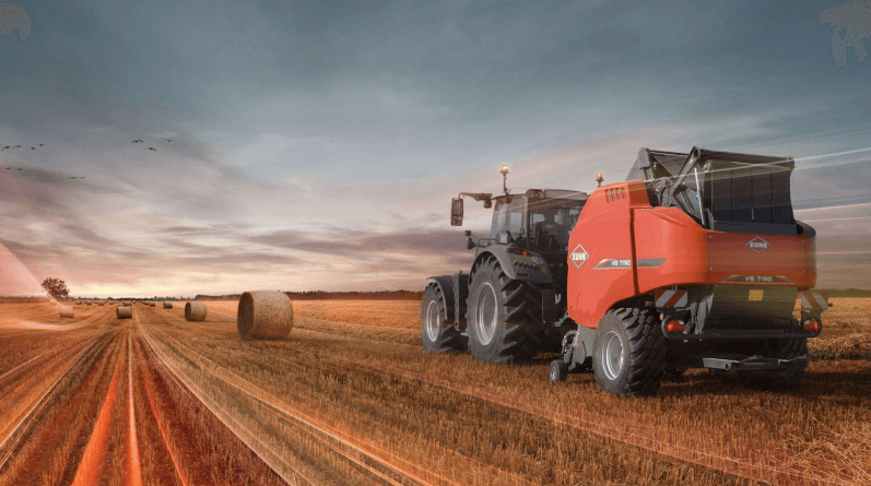 Tractor with a baler attachment